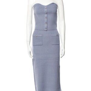 NWT Christian Lacroix Blue Gray Ribbed Skirt Set Size Medium